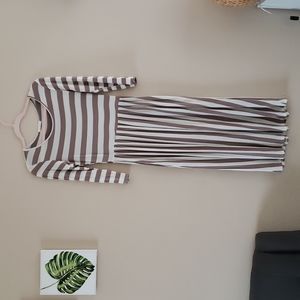 Beige Striped Midi dress